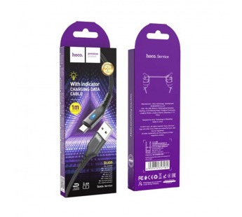 Кабель USB - Micro USB HOCO DU08 (2.4A/1m/текстиль) черный#2079088