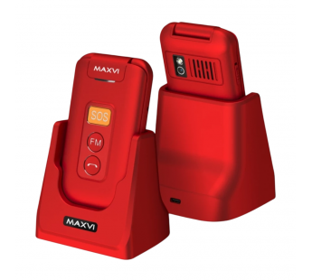 Мобильный телефон MAXVI E5 up Red раскладушка с док станцией (2,4"/1,3МП/1500mAh)#2141905