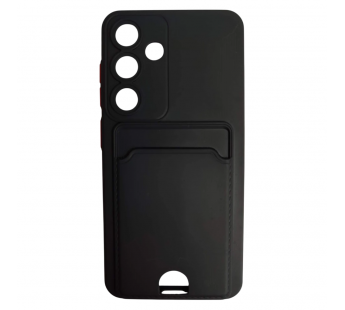 Чехол силиконовый Samsung S24 матовый цветной с визитницей черный#2081138