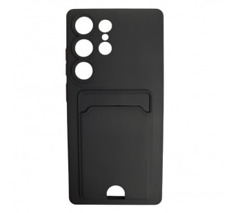 Чехол силиконовый Samsung S25 Ultra матовый цветной с визитницей черный#2098817