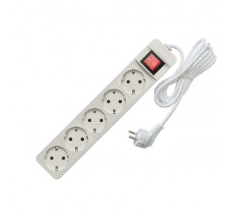 Электроудлинитель 5гн. 3м "Прогресс" с з/к и выключателем  16А (ПВС 3*1,0)#2081476