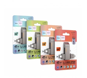 USB карта памяти HOCO UD15 64ГБ USB 3.2 + Type-C (серый)#2081828