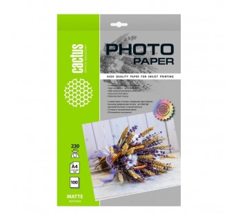 Бумага Cactus 230 г/м2, А4, матовая, 100л. CS-MA4230100, шт#2082847