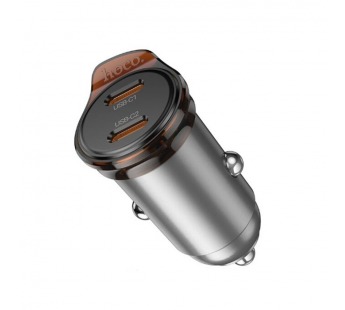 Адаптер автомобильный HOCO NZ16B (2PD 25W+20W) серый металл#2143160