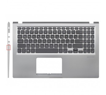 Топ-панель для ноутбука Asus X515JF  серебро, серые клавиши без подсветки (для моделей без SD-порта)#2084114
