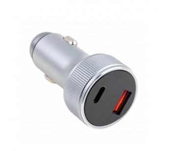 Автомобильное зарядное устройство USB/Type-C YU54W (54W, QC3.0, PD, SuperVOOC, FlashCharge, 1Type-C, 1USB) Серый#2131805