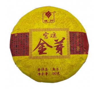 Чай Пуэр Шу 100гр 2024г Золотой Бутон фабрика Гу И мини блин Черный#2085120