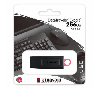 Флеш-накопитель USB 3.2 256GB Kingston DataTraveler Exodia чёрный/розовый#2111661