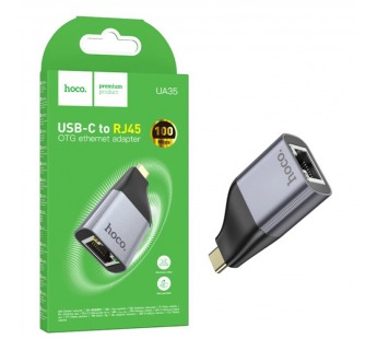 Переходник Type-C - RJ45 вход HOCO UA35 серый металл#2085916