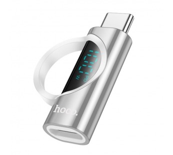 Переходник Type-C - Type-C вход LED дисплей HOCO UA32 серебристый#2102525