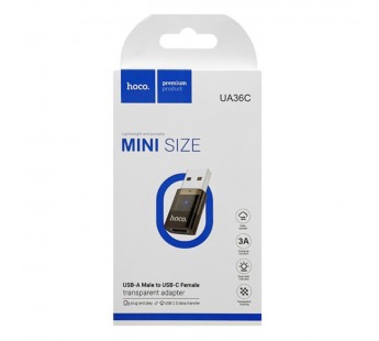 Переходник USB - Type-C вход HOCO UA36C черный#2085912