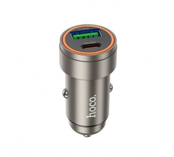 Адаптер автомобильный HOCO Z57 + кабель Lighting/Type-C (PD 30W) серый металл#2087905