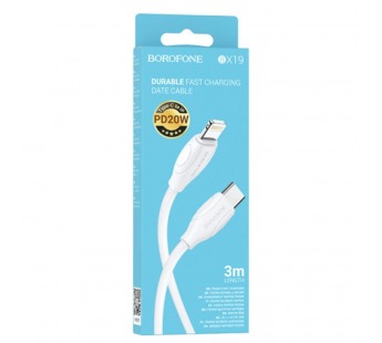 Кабель Lightning - Type-C BOROFONE BX19 (20W/3A/3m) белый#2087870
