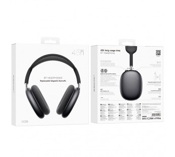 Полноразмерные беспроводные наушники BOROFONE BO35 (45 ч/400mAh/Bluetooth/AUX) серый металл#2087874