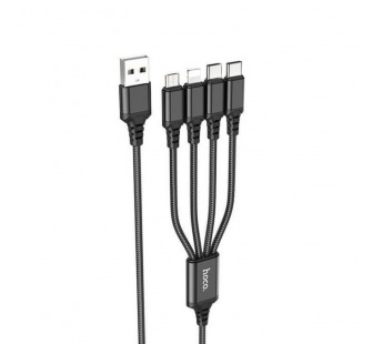 Кабель USB Hoco X76 4в1 Apple+Micro+Type-c+Type-c 1м черный#2102440