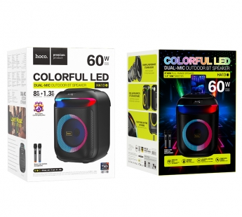 Колонка беспроводная Hoco HA13, (USB,FM,TF card,AUX, 2 микрофона) цвет черный#2088762