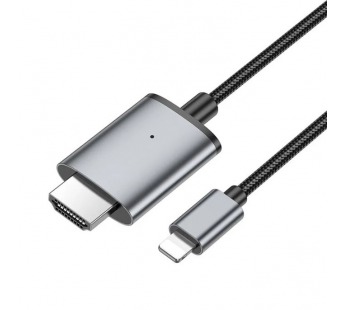Кабель Lightning - HDMI Hoco UA27 (1080р HD, оплетка нейлон, 2 м) Серый#2088667