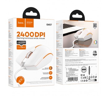 Мышь Hoco GM37, проводная USB, цвет белый#2089227