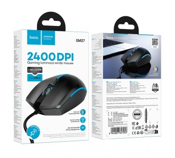 Мышь Hoco GM37, проводная USB, цвет черный#2089230