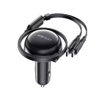 Автомобильное зарядное устройство USB/Type-C Acefast B13 (53W, QC3.0, PD, 1USB, 2 встроенных кабеля Type-C) Черный#2091541