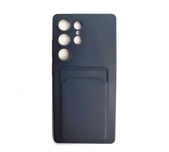 Чехол силиконовый Samsung S25 Ultra матовый цветной с визитницей синий#2099033