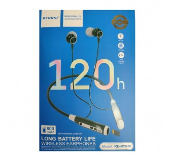 Беспроводные спорт наушники RECRSI RE-NY038 (120 ч/800 mAh/TF) черные#2097470