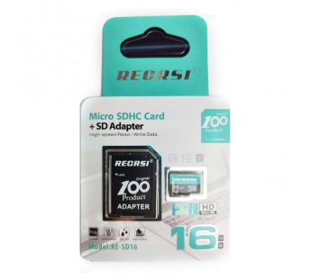 16Гб карта памяти RECRSI RE-SD microSD + SD адаптер class10#2093709
