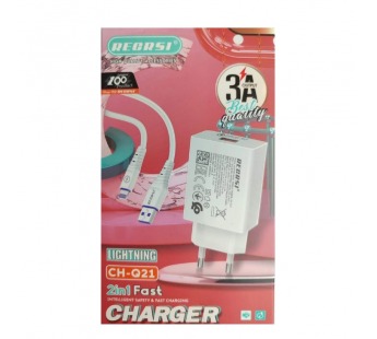 Сетевое ЗУ RECRSI CH-Q21 + кабель Lightning (USB QC3.0) белое#2093773