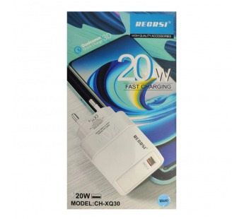 Сетевое ЗУ RECRSI CH-XQ30 + кабель Micro USB (1USB/QC 3.0 20W) белое#2093774