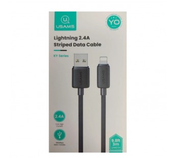 Кабель USB - Lightning USAMS SJ699 (2.4A/3m) черный#2093006