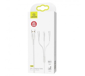 Кабель USB 3 в 1 Lightning/Micro USB/Type-C USAMS SJ367 U35 (2A/1m) белый#2117838