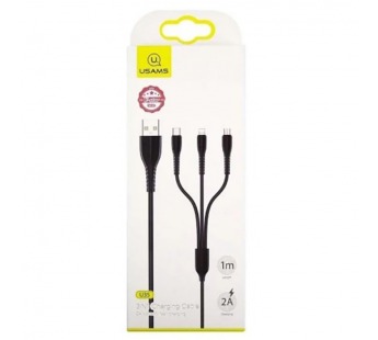 Кабель USB 3 в 1 Lightning/Micro USB/Type-C USAMS SJ367 U35 (2A/1m) черный#2117839