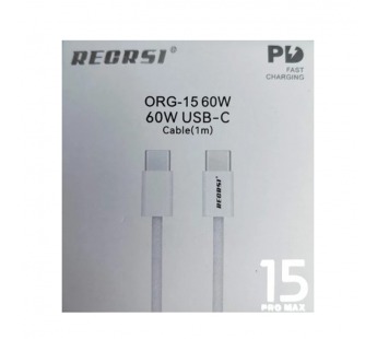 Кабель Type-C - Type-C RECRSI ORG-15 (60W/1m/текстиль) белый#2092761