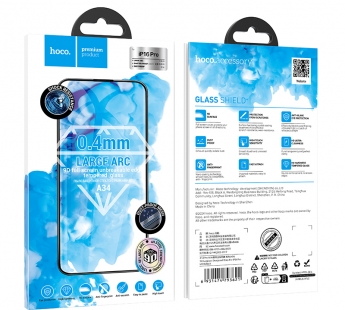 Защитное стекло Hoco A34 IPhone 16 Pro, ударопрочное, с защитой от пыли, цвет черный#2092108