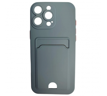 Чехол силиконовый iPhone 13 Pro матовый цветной с визитницей серый#2092199