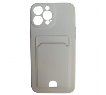 Чехол силиконовый iPhone 13 Pro Max матовый цветной с визитницей белый#2092197