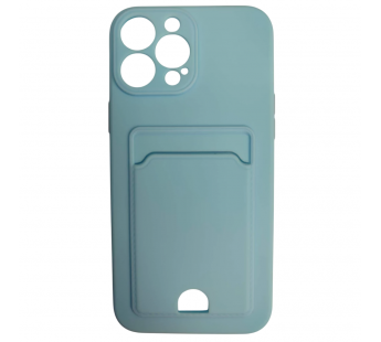 Чехол силиконовый iPhone 13 Pro Max матовый цветной с визитницей голубой#2092196