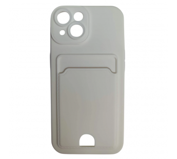 Чехол силиконовый iPhone 15 матовый цветной с визитницей белый#2092192