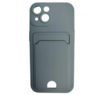 Чехол силиконовый iPhone 15 матовый цветной с визитницей серый#2092210