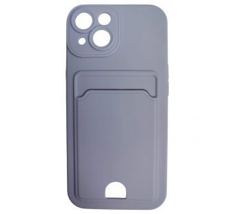 Чехол силиконовый iPhone 15 матовый цветной с визитницей сиреневый#2092209