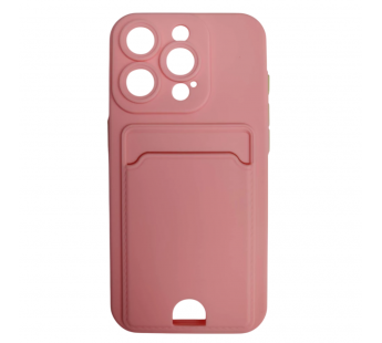Чехол силиконовый iPhone 15 Pro матовый цветной с визитницей розовый#2092208