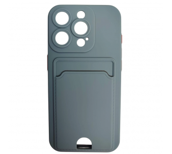 Чехол силиконовый iPhone 15 Pro матовый цветной с визитницей серый#2092206