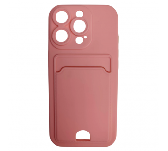 Чехол силиконовый iPhone 16 Pro матовый цветной с визитницей розовый#2092219