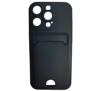 Чехол силиконовый iPhone 16 Pro матовый цветной с визитницей темно-синий#2092217