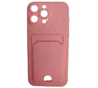 Чехол силиконовый iPhone 16 Pro Max матовый цветной с визитницей розовый#2092214