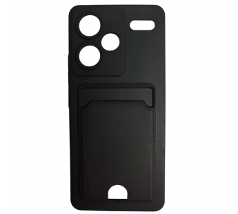 Чехол силиконовый Xiaomi Redmi Note 13 Pro Plus матовый цветной с визитницей черный#2092146
