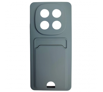 Чехол силиконовый Xiaomi Redmi Note 14 Pro матовый цветной с визитницей серый#2092157