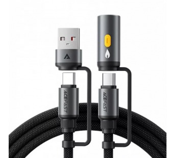 Кабель Type-C - 3 в 1 (Type-C+USB+прикуриватель) Acefast J6 (3A, 60W, оплетка нейлон, 1,2 м) Черный#2100363