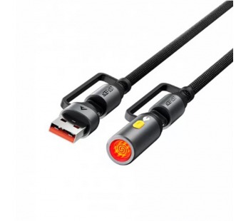 Кабель Type-C - 3 в 1 (Type-C+USB+прикуриватель) Acefast J6 (3A, 60W, оплетка нейлон, 1,2 м) Черный#2100362