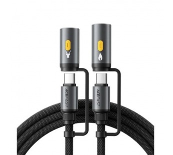 Кабель Type-C - 3 в 1 (Type-C+прикуриватель+LED подсветка) Acefast J4 (3A, 60W, оплетка нейлон, 1,2 м) Черный#2136803